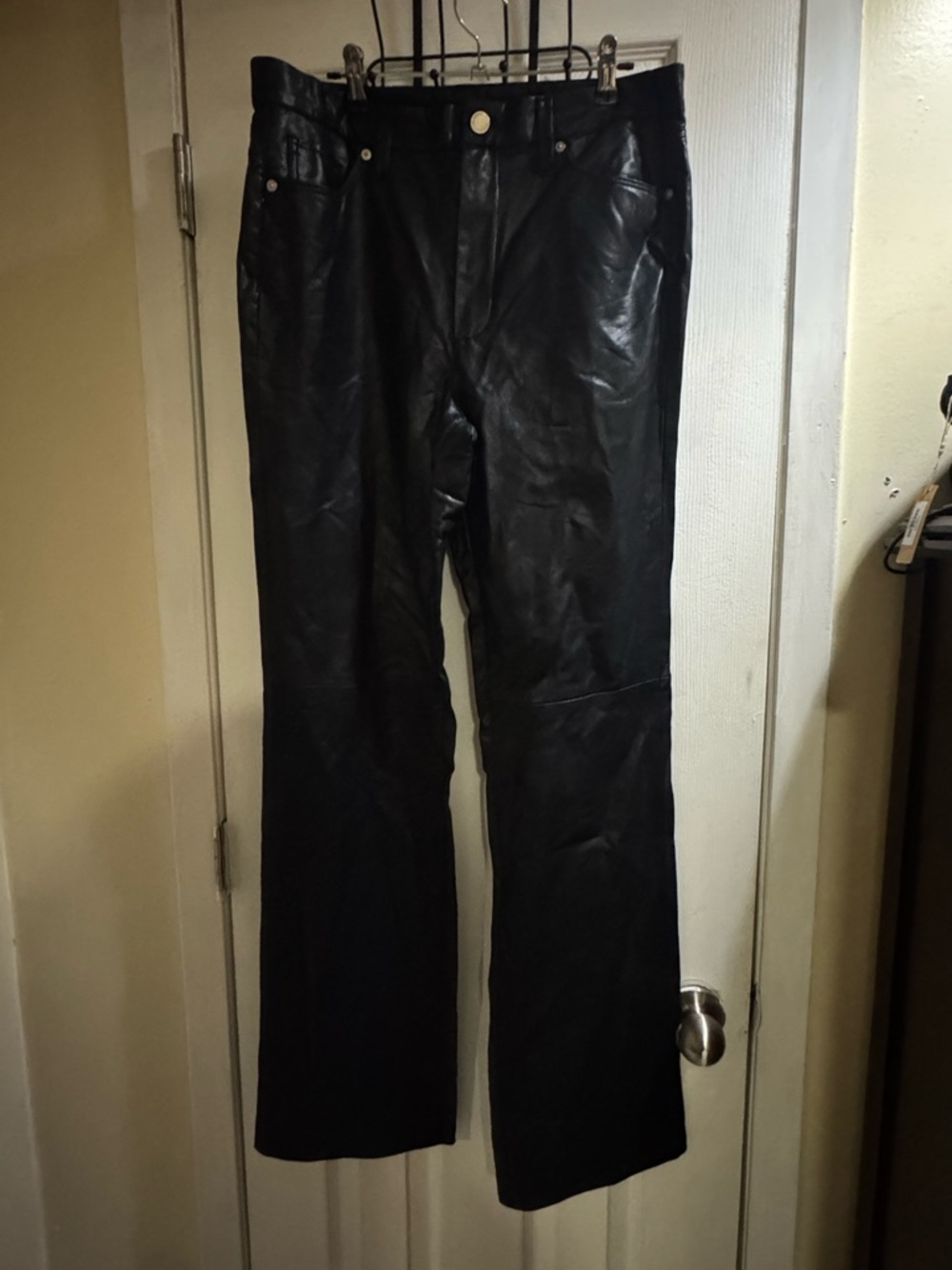 BlankNYC Black Leather Straight-Leg Pants NWOT